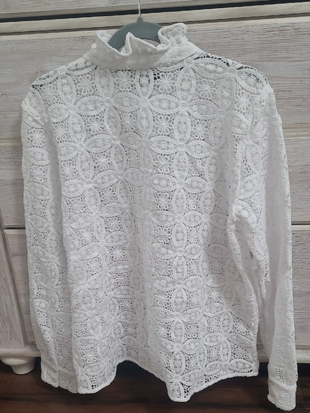 Ann Taylor Ruffle Collar Lace Blouse - Picture 2 of 14